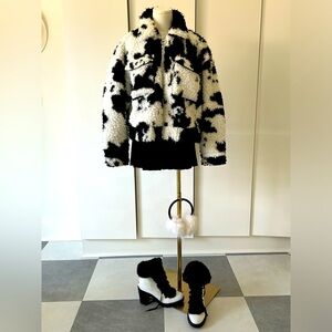 Top Shop faux fur pony print bomber jacket